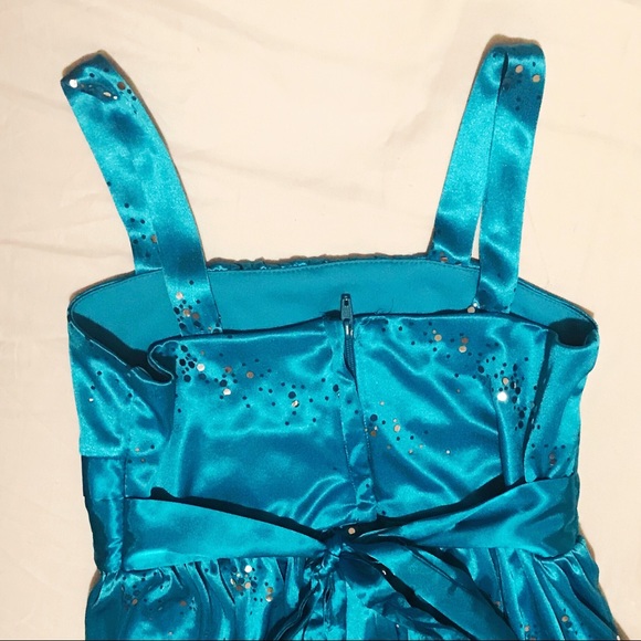 Amy Byer Satin Teal girls dress w/ sequins size 7 - Picture 3 of 3